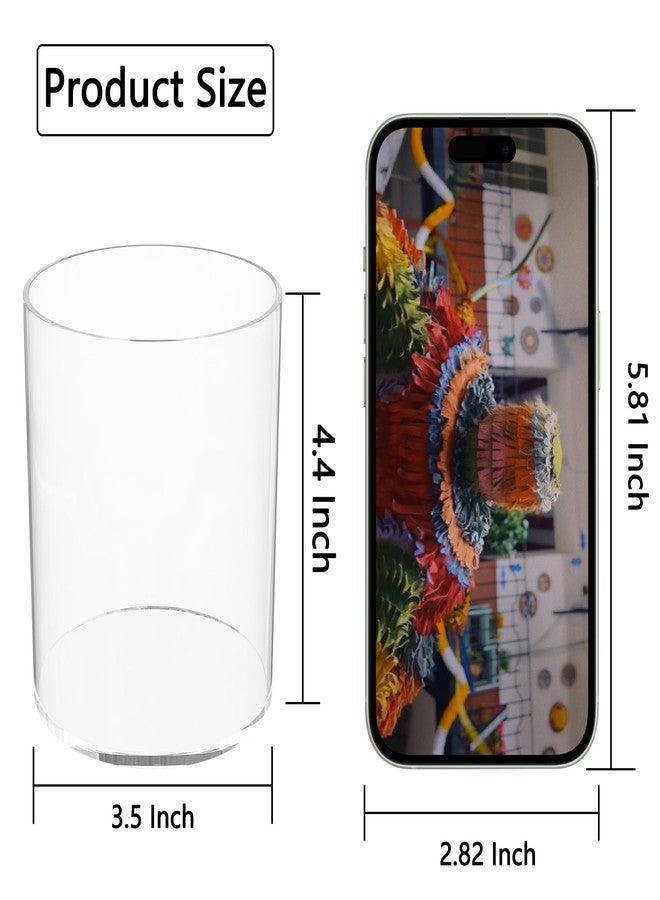 Hexsonhoma Clear Acrylic Pen Holder Round Shape, Desktop Pencil Cup Holder, Countertop Stationery Organizer for Office Desk Accessory - Image 2