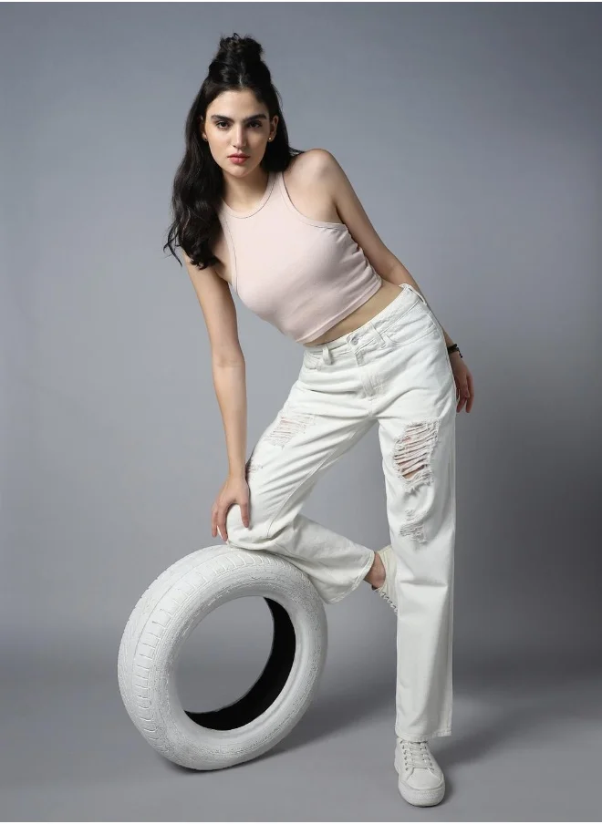 HIGH STAR Women White Jeans