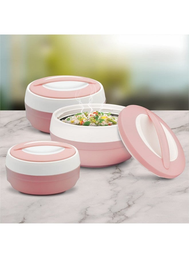ASIAN Plastic Casserole Inner Stainless Steel Casserole Gift Set of 3 (600 ml, 1000 ml, 1500 ml), (Pestal Pink) | PU Insulated | BPA Free | Food Grade | Hot & Cold | Easy to Carry - Image 4