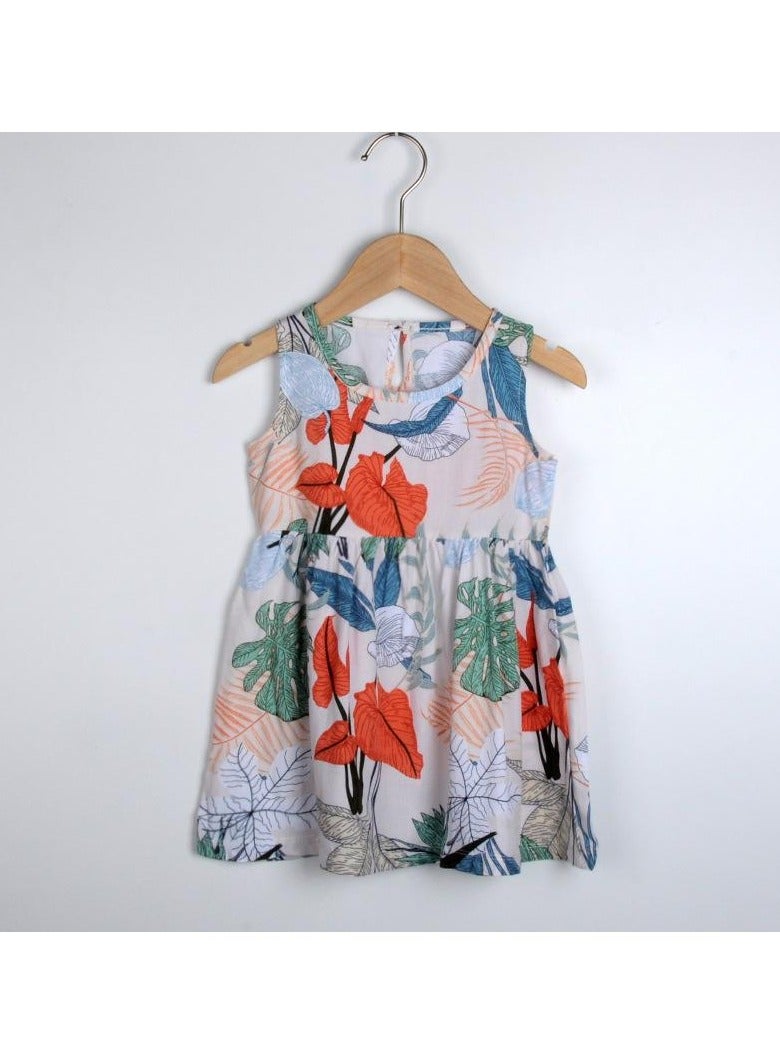 Loquat Girls Summer  Halter Dress  Cotton  Children Floral Dress - Image 1