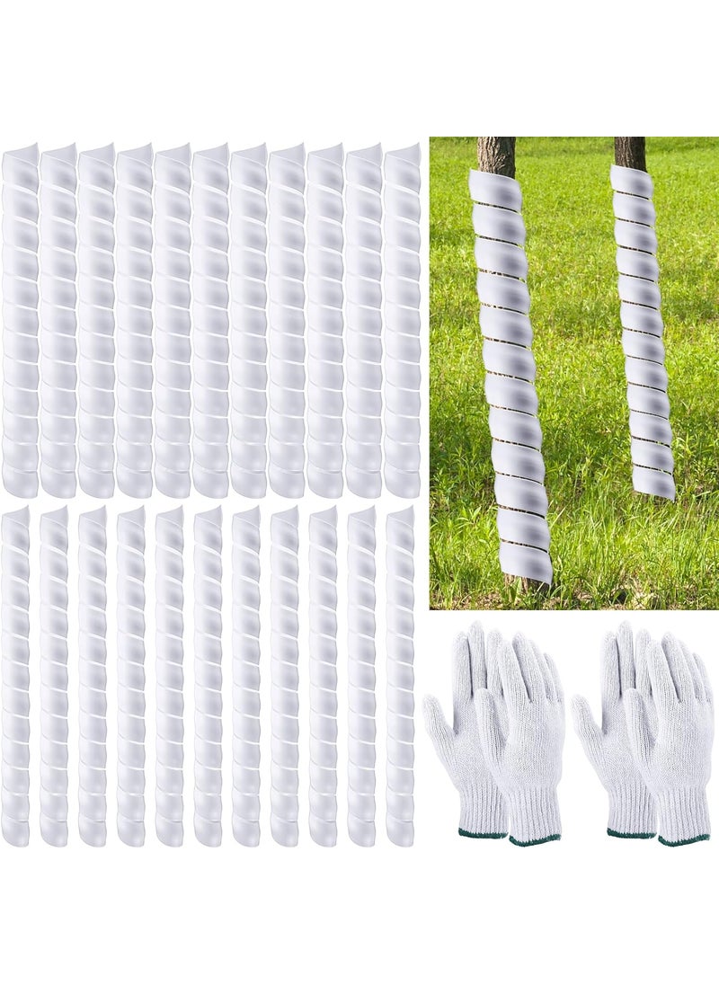 Nuenen Nuenen 24 Pcs Plastic Tree Trunk Protectors 158 in Long 2 Size Spiral Tree Guard Diameter 19 in 22 in Tree Bark Protector Tree Wraps to Protect Plant from Deer Rabbits Cats Rodent Mower  - Image 1
