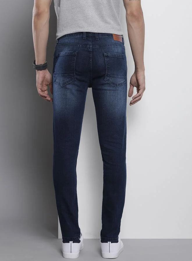 The Indian Garage Co Blue The Indian Garage Co Men Mid Rise Faded Skinny Jeans for Men | Best Price UAE