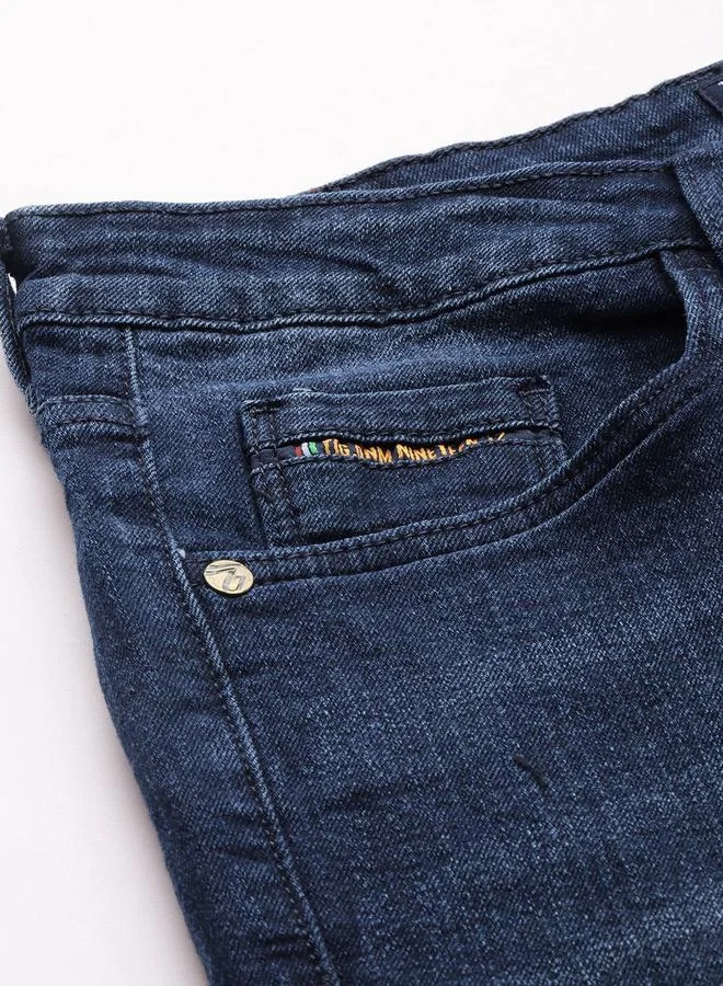 The Indian Garage Co Blue The Indian Garage Co Men Mid Rise Faded Skinny Jeans for Men | Best Price UAE