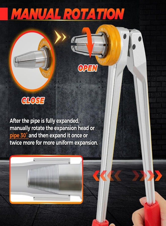 Saker PEX Tube Expansion Tool Kit | PEX-A Expansion Tool with 1/2'', 3/4'',1'' Expansion Heads | Mannual Expander Tool Kit SD-F1960 Standard PEX Coupling - Image 4