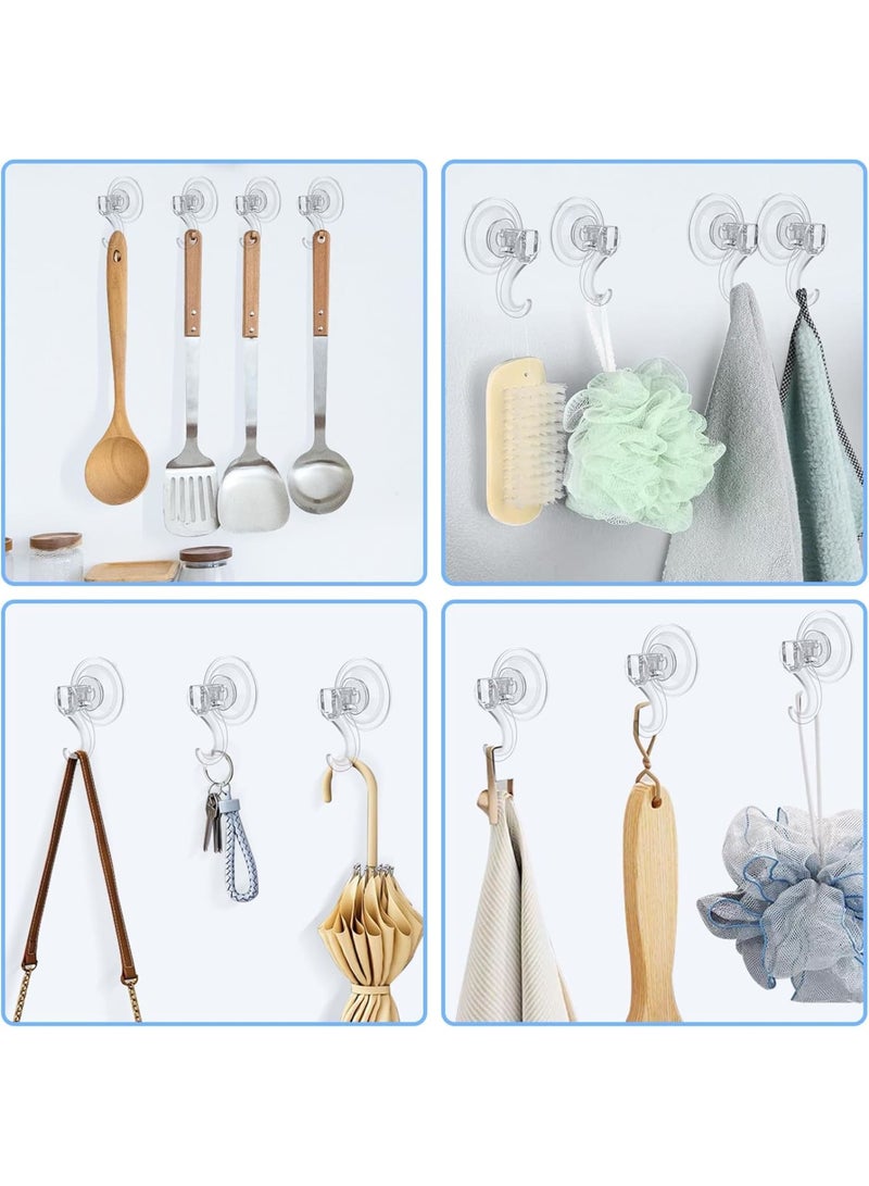 Zikra Suction Cup Hooks for Shower, 4 Pcs Reusable Strong Waterproof Shower Hooks, Heavy Duty Clear Vacuum Suction Hanger for Glass Doors, Bathrooms, Showers, Kitchens, Towels - Image 4