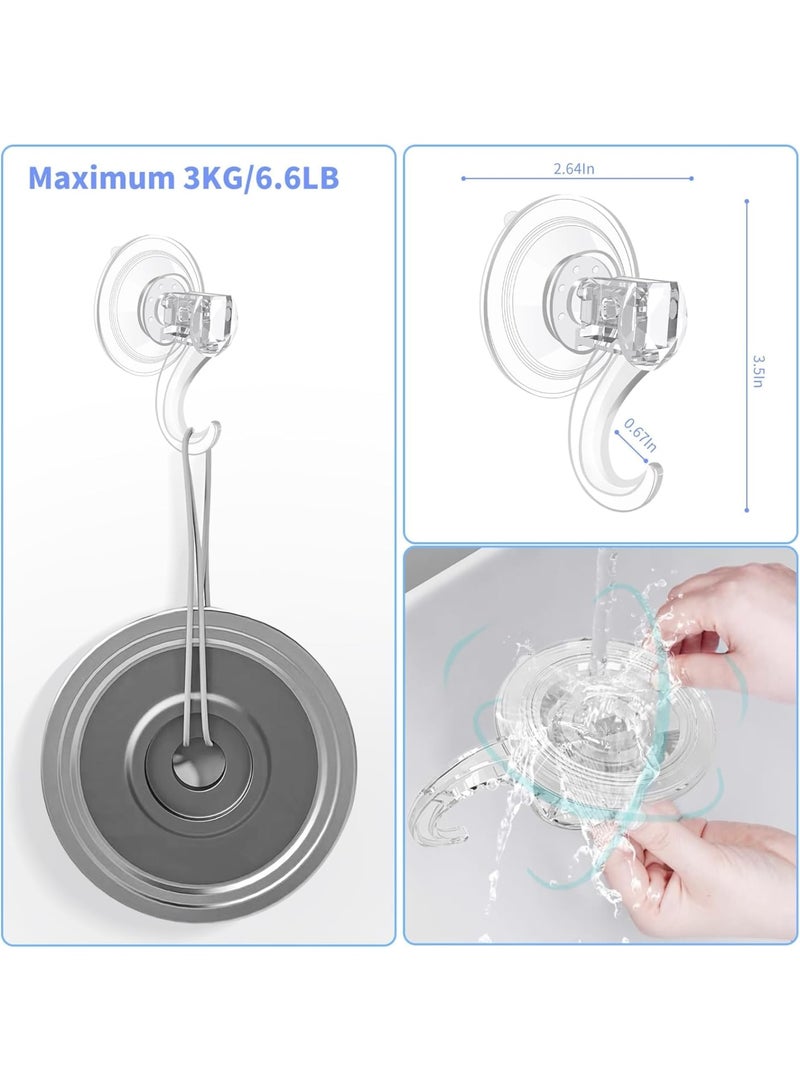 Zikra Suction Cup Hooks for Shower, 4 Pcs Reusable Strong Waterproof Shower Hooks, Heavy Duty Clear Vacuum Suction Hanger for Glass Doors, Bathrooms, Showers, Kitchens, Towels - Image 2