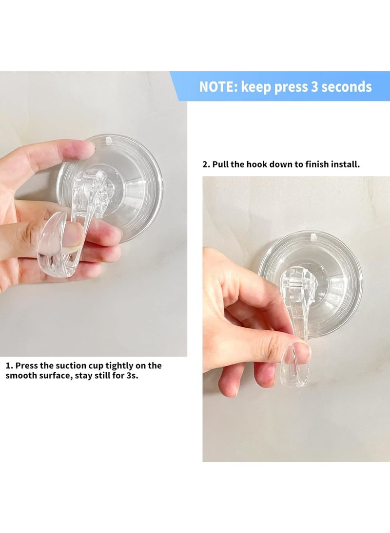 Zikra Suction Cup Hooks for Shower, 4 Pcs Reusable Strong Waterproof Shower Hooks, Heavy Duty Clear Vacuum Suction Hanger for Glass Doors, Bathrooms, Showers, Kitchens, Towels - Image 3