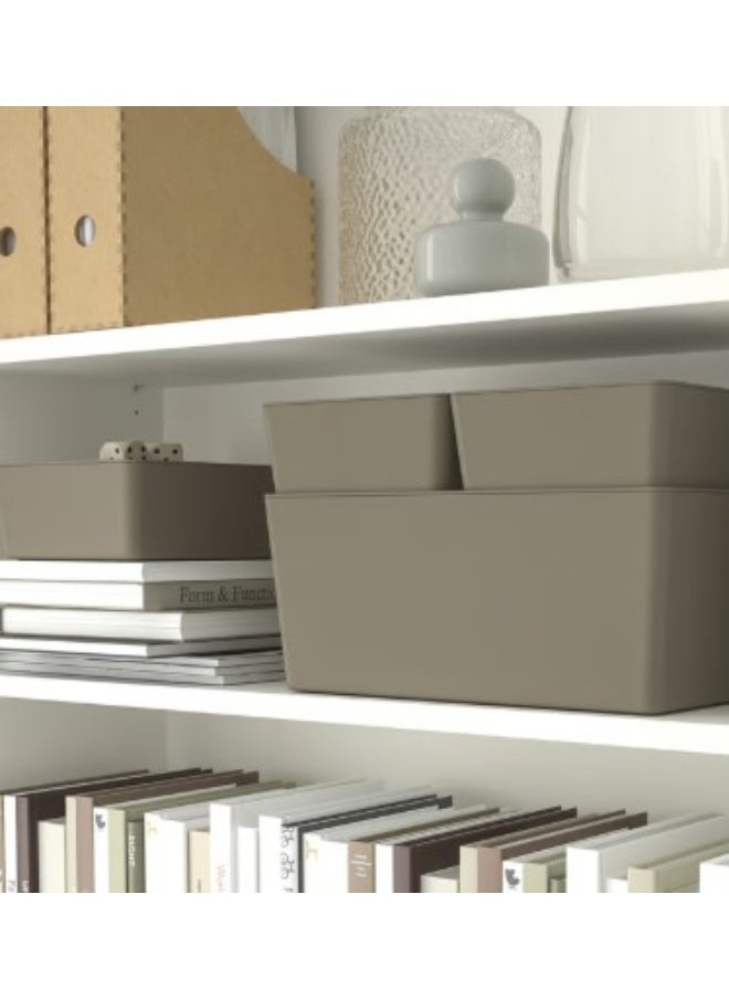IKEA (IKEA) Box with lid, dark grey-beige, 18x26x8 cm  - Image 2