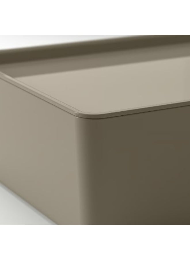 IKEA (IKEA) Box with lid, dark grey-beige, 18x26x8 cm  - Image 3