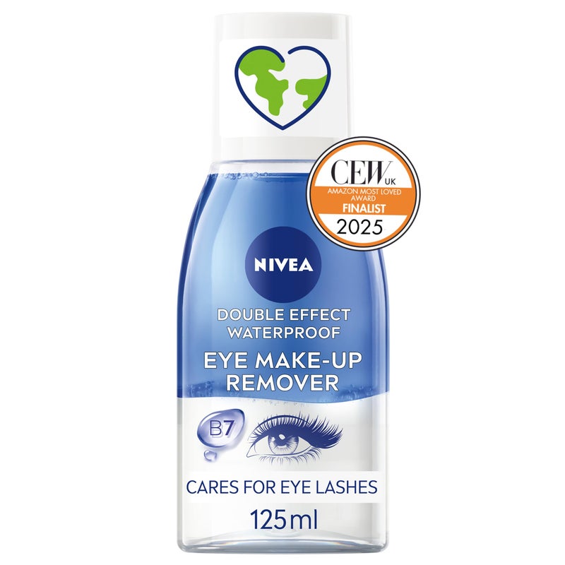 NIVEA Double Effect Waterproof Eye Make-Up Remover (125ml), Daily Use Face Cleanser for Make-Up and Mascara with Cornflower Extract and Biotin - Image 2