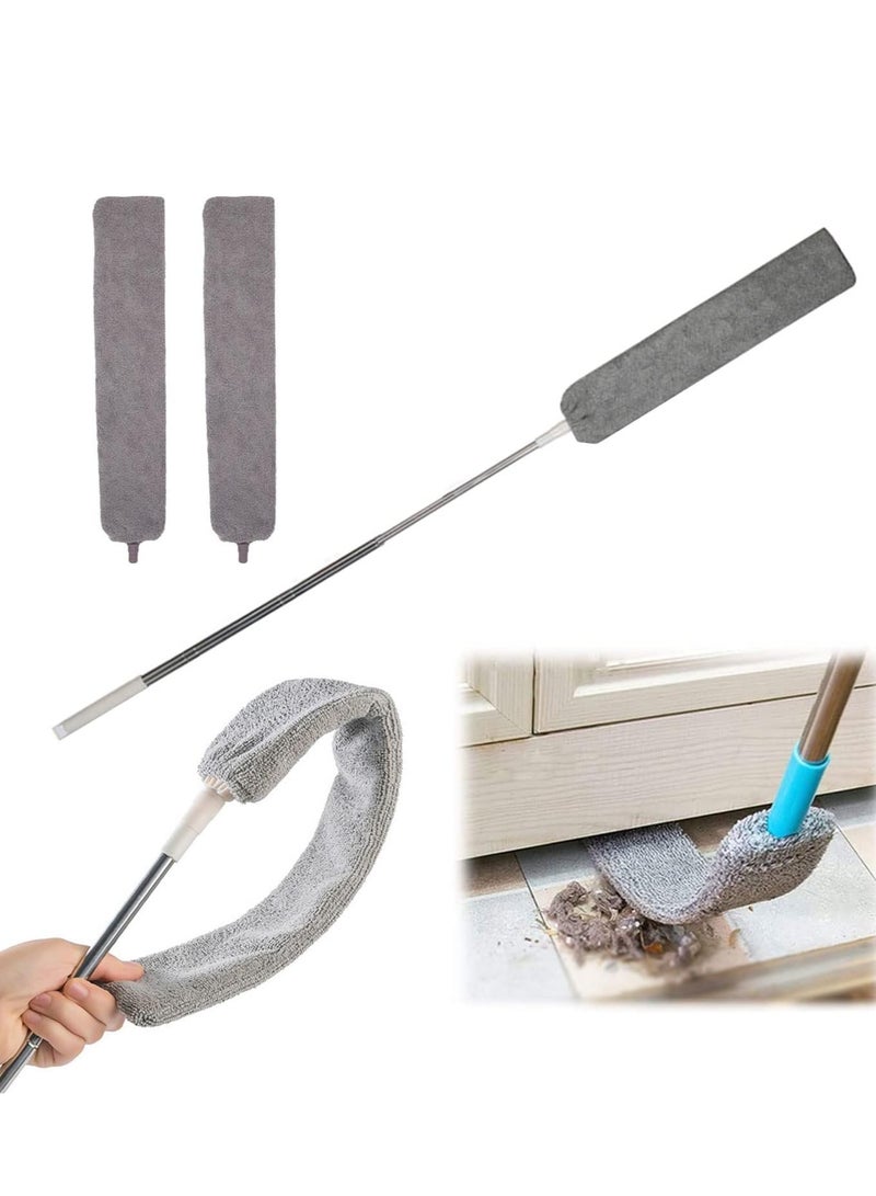 Retractable Gap Dust Cleaner Cleaning Tools with 2 Microfiber Dusting Cloths Long Handle 60 inches Washable and Retractable Duster Brush for Cleaning Under Appliances Furniture Couch Fridge - Image 1