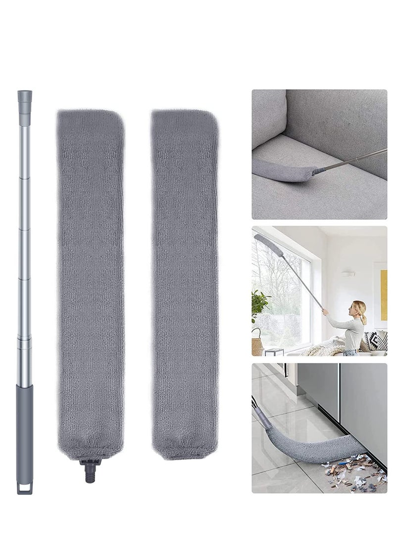 Retractable Gap Dust Cleaner Cleaning Tools with 2 Microfiber Dusting Cloths Long Handle 60 inches Washable and Retractable Duster Brush for Cleaning Under Appliances Furniture Couch Fridge - Image 1