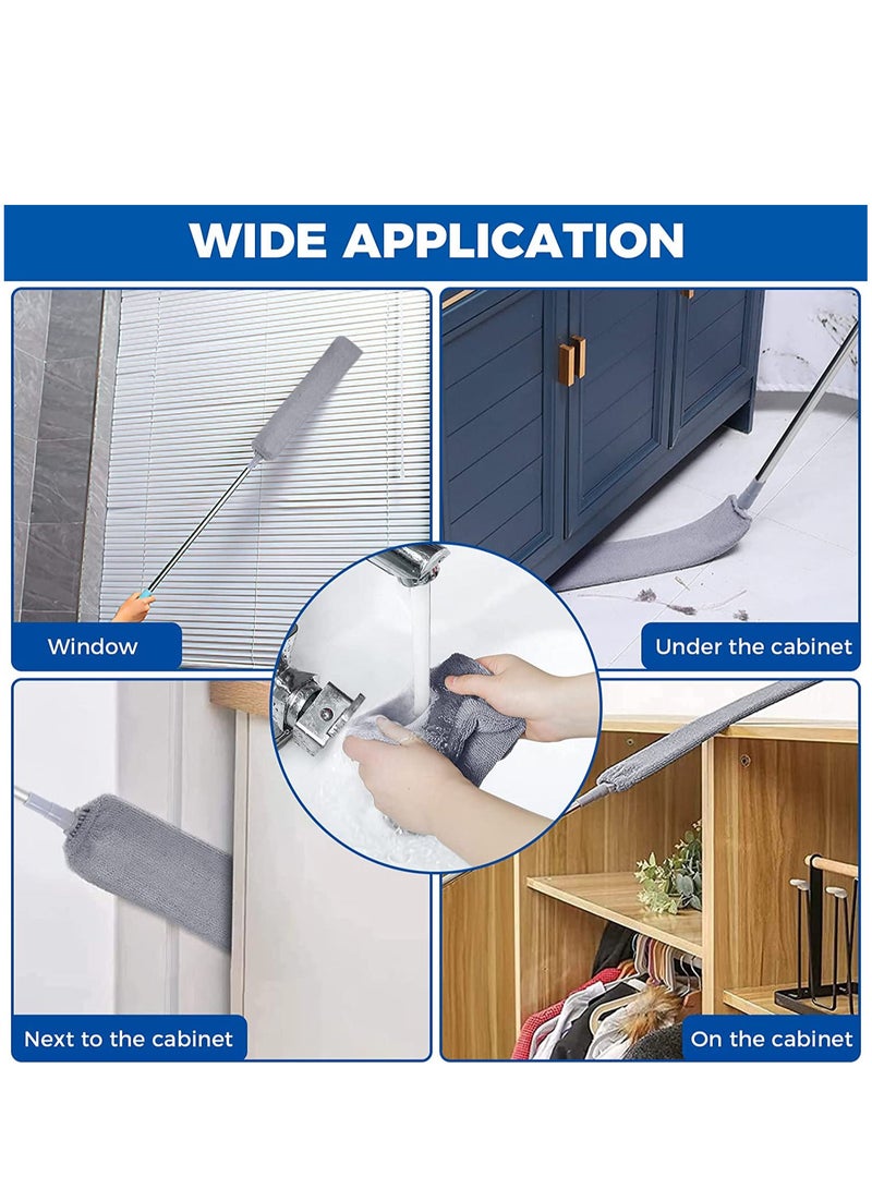 Retractable Gap Dust Cleaner Cleaning Tools with 2 Microfiber Dusting Cloths Long Handle 60 inches Washable and Retractable Duster Brush for Cleaning Under Appliances Furniture Couch Fridge - Image 3