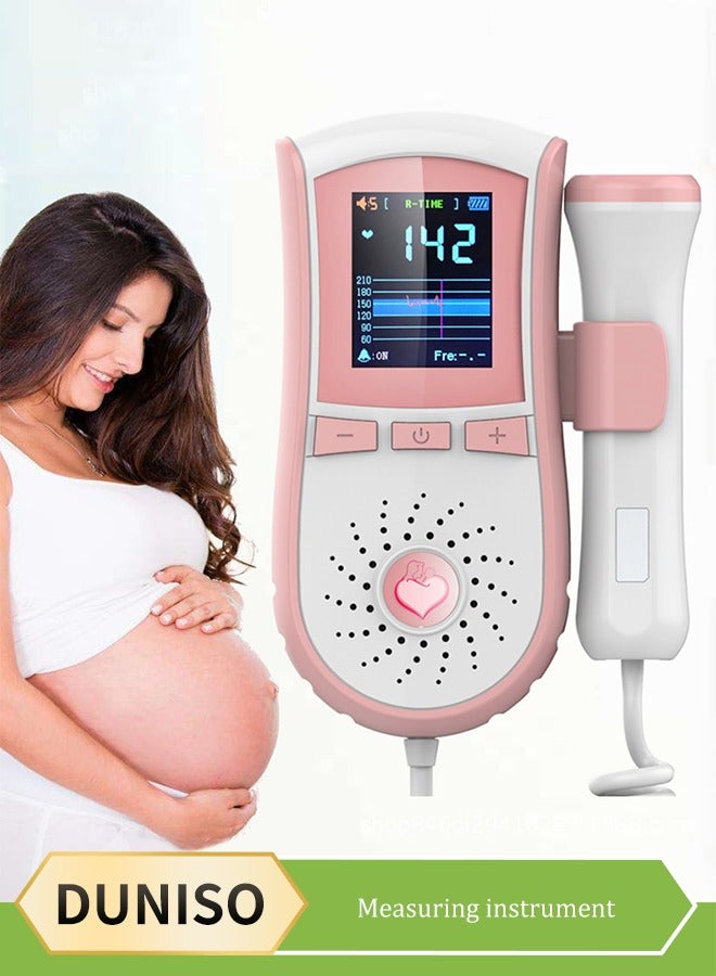 DUNISO Ultrasound Doppler fetal heart rate monitor, handheld prenatal heart rate monitor, home pregnancy stethoscope, fetal monitor, with LCD screen and probe, sensitive and accurate, intelligent noise reduction, suitable for pregnant women to use - Image 1