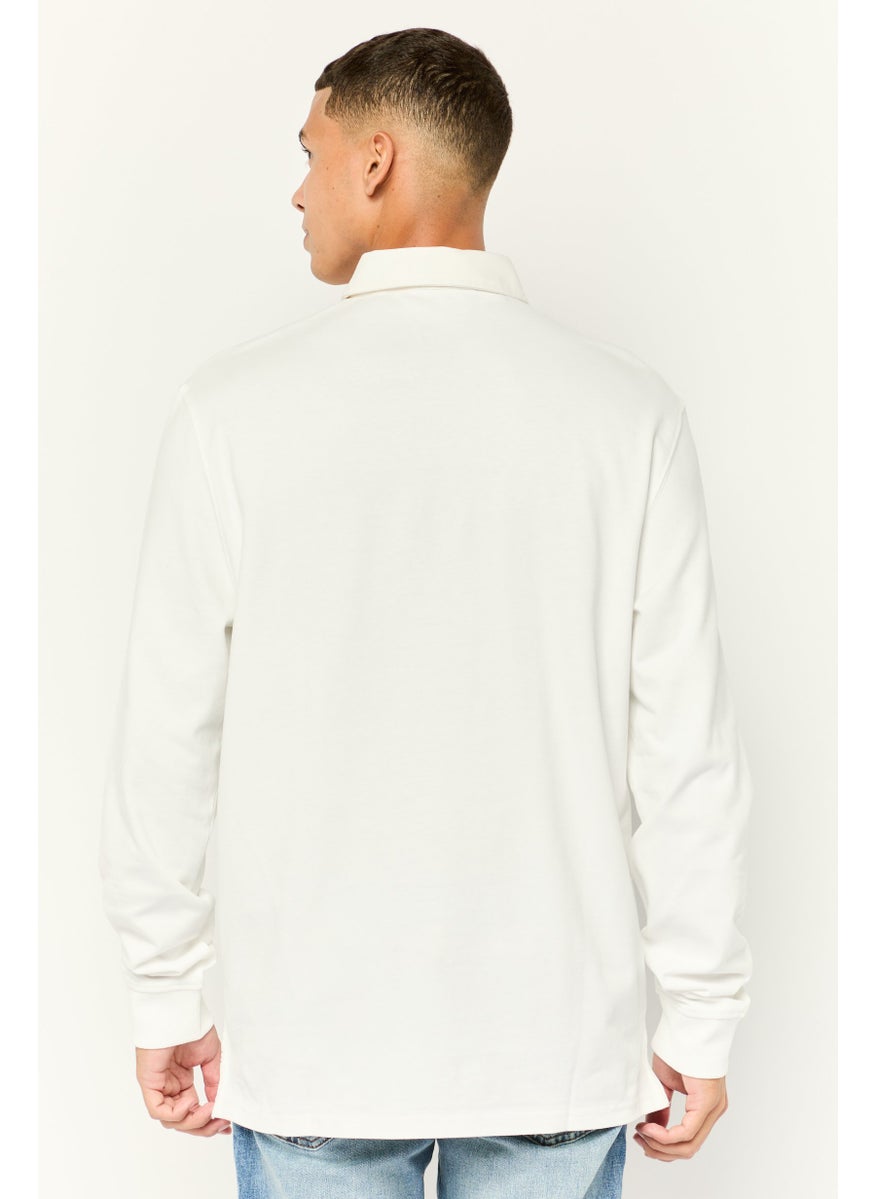 ESPRIT - Men Regular Fit Embroidered Logo Long Sleeves Polo Shirt, White - Image 1