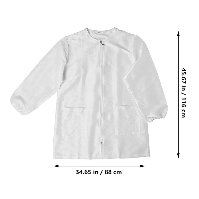 Long Sleeve Beauty Technician Overalls Water-proof SPA Salon Suit Attractive Hair Dyeing Clothes (White, L) - Image 2