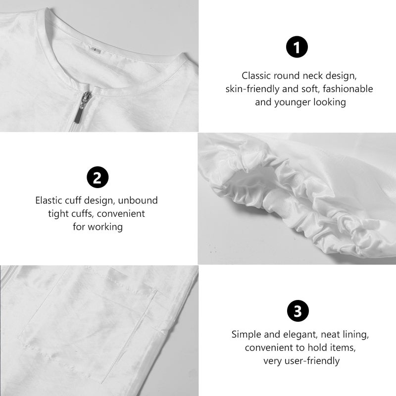 Long Sleeve Beauty Technician Overalls Water-proof SPA Salon Suit Attractive Hair Dyeing Clothes (White, L) - Image 3