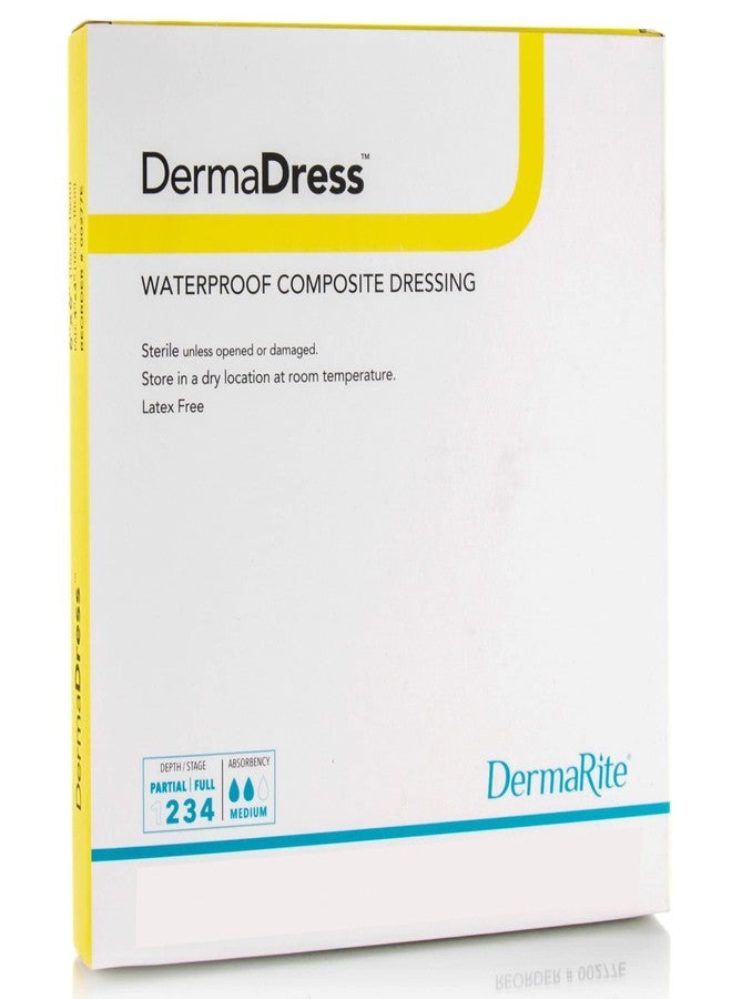 DermaRite's DermaDress Composite Sterile Wound Dressing - Self Adherent, Waterproof Pad, Individually Packaged - 4 in. x 4 in., 1 Count, 10 Packs, 10 Total - Image 1