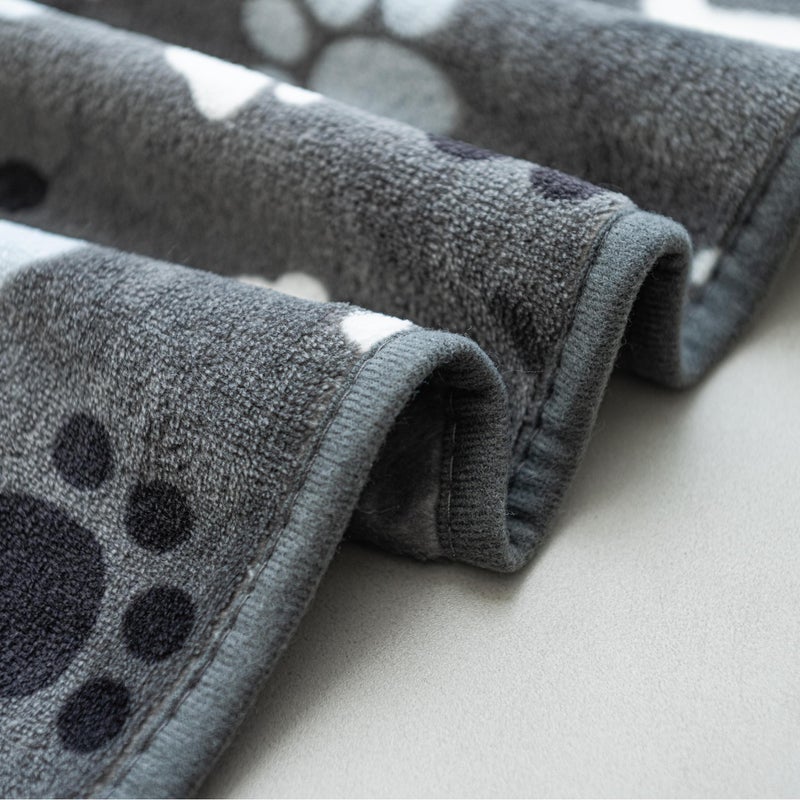 AIWEK Dog Blanket Paw Bone Pattern 1 Pack 2 Super Soft Warm Flannel Sofa Cover Car Bed Protector, Urine Proof Washable Outdoor Pet Blanket for Puppy Large Dogs & Cats,40"*30" Grey - Image 4