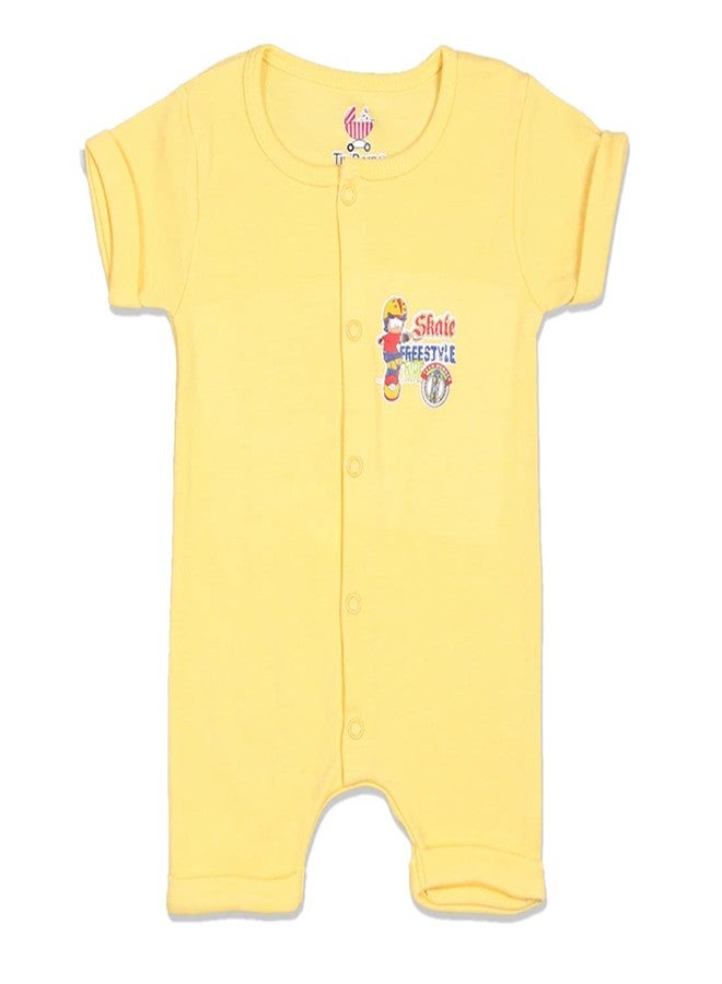 TiniBerry Cotton Rompers Sleepsuits Jumpsuit Knee Lant Rompers Bodysuits Cotton Half Sleeve Rompers Gift Set Half Sleeves Onesies for Infant Pack of 3 (12-18 Months, Yellow Black Maroon) - Image 2