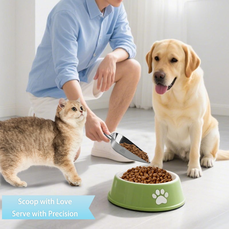 Aloxina Dog-Cat Food Scoop 1 Cup â€“ Thickened 304 Stainless Steel Pet Food Scoop with Long Handle, Precision Scale, Easy to Clean, Suitable for Wet Dry Food - Image 4