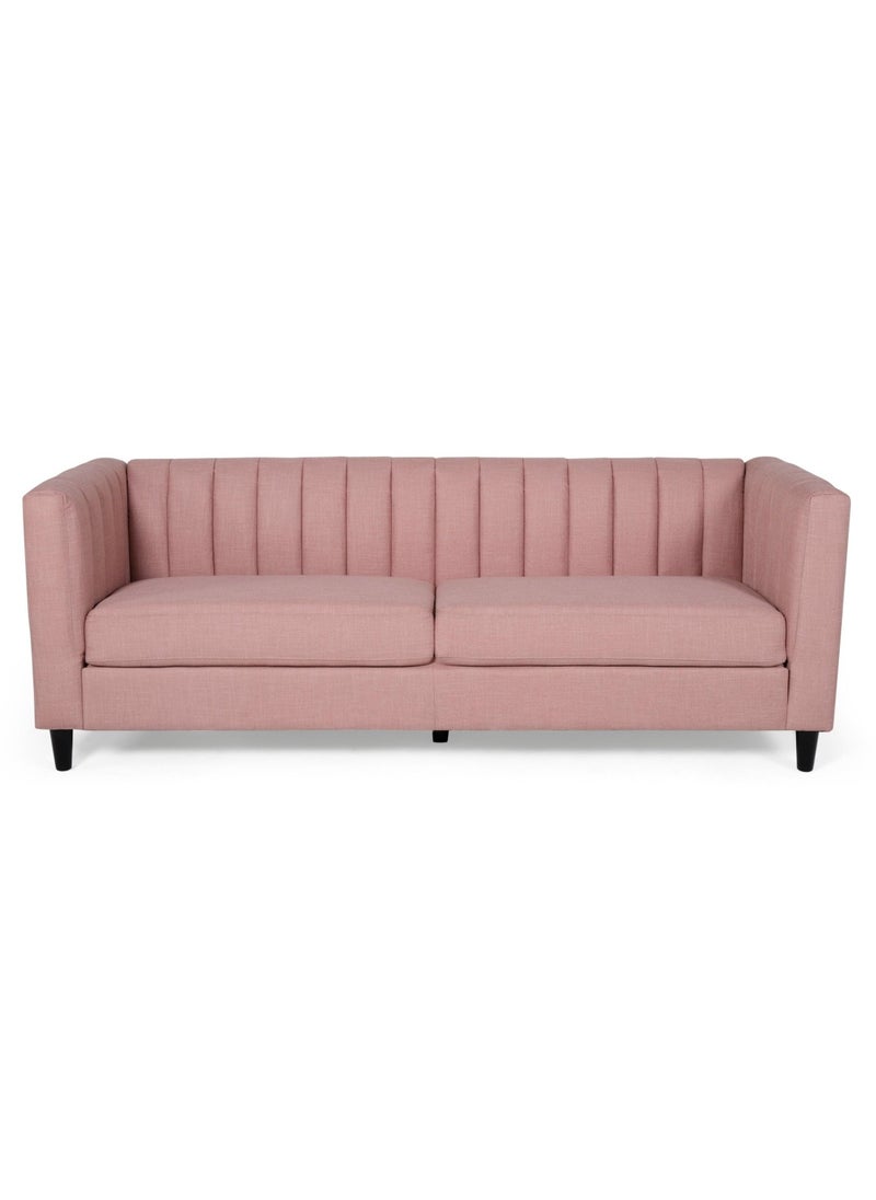 Alif FURNITURE - 3-Seater Contemporary Channel Stitched Sofa 210x80x75cm - Pink - Image 1