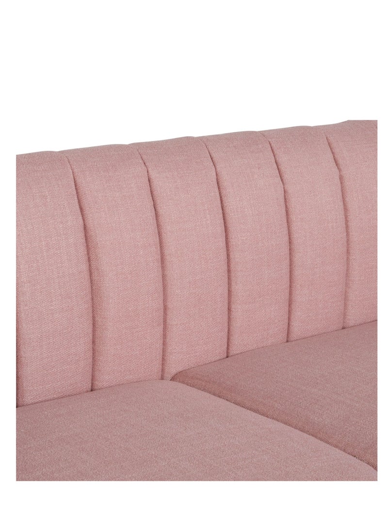 Alif FURNITURE - 3-Seater Contemporary Channel Stitched Sofa 210x80x75cm - Pink - Image 1