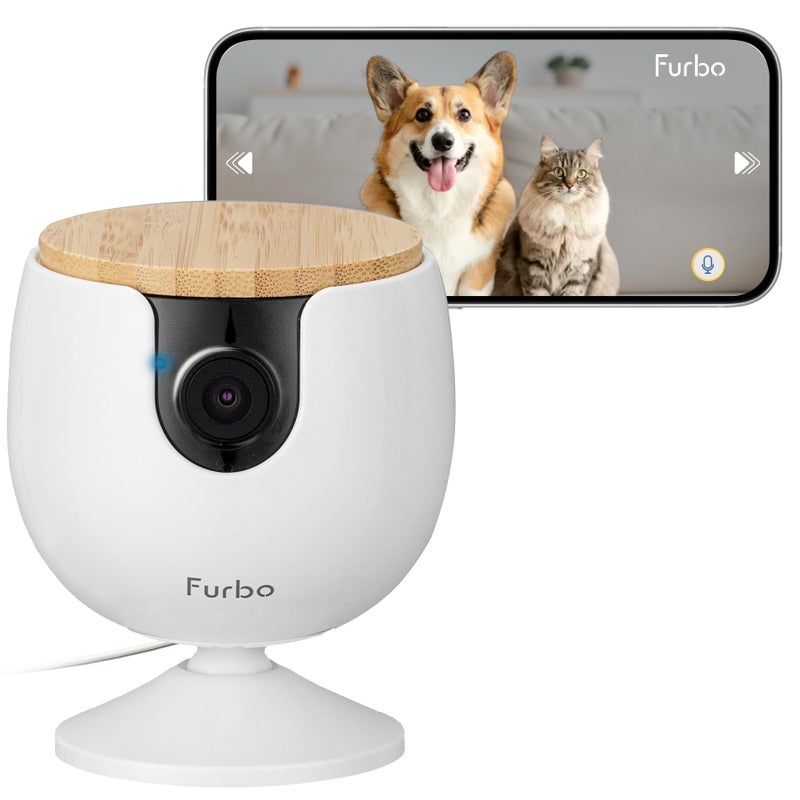 Furbo Mini Pet Camera: Security Cam w/Barking/Meowing Alerts, Cat or Dog Tracking w/Phone App, Smart Home Indoor Monitoring, 2-Way Speaker. No Subscription Needed. Standard See, Talk & Toss Features - Image 1