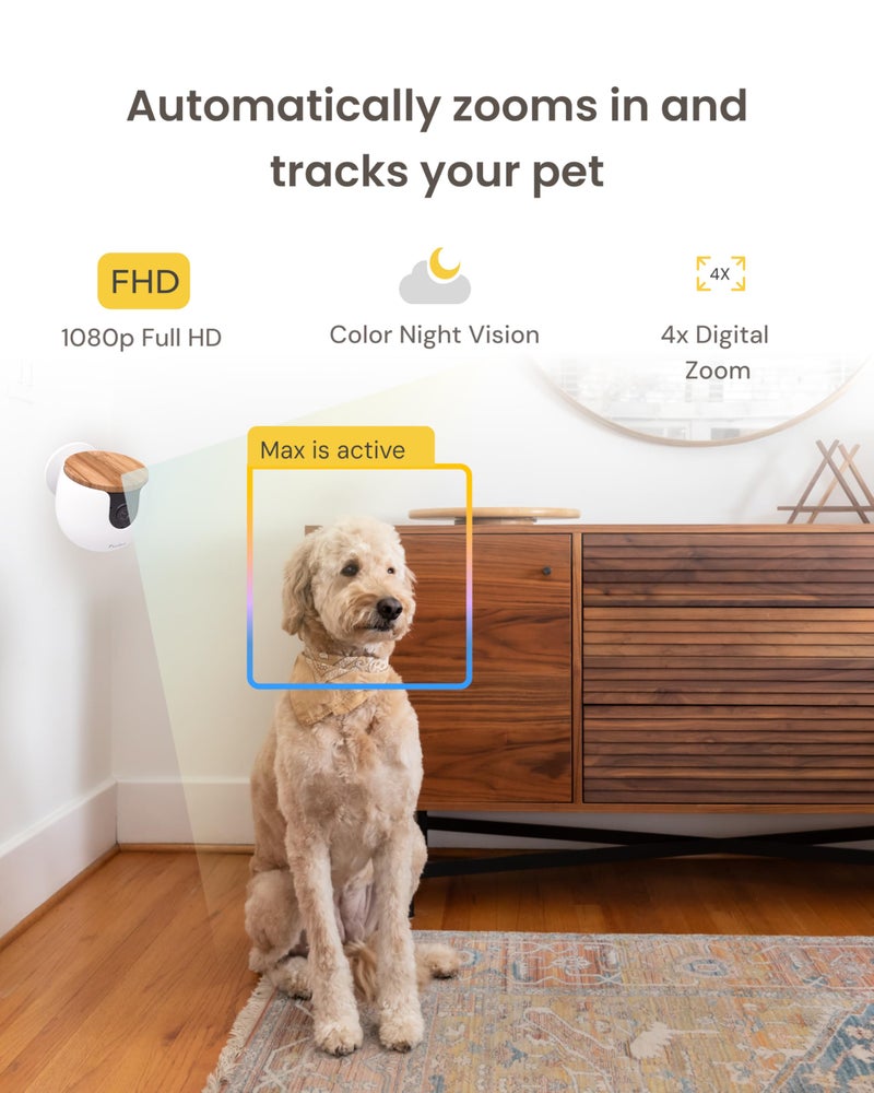 Furbo Mini Pet Camera: Security Cam w/Barking/Meowing Alerts, Cat or Dog Tracking w/Phone App, Smart Home Indoor Monitoring, 2-Way Speaker. No Subscription Needed. Standard See, Talk & Toss Features - Image 5