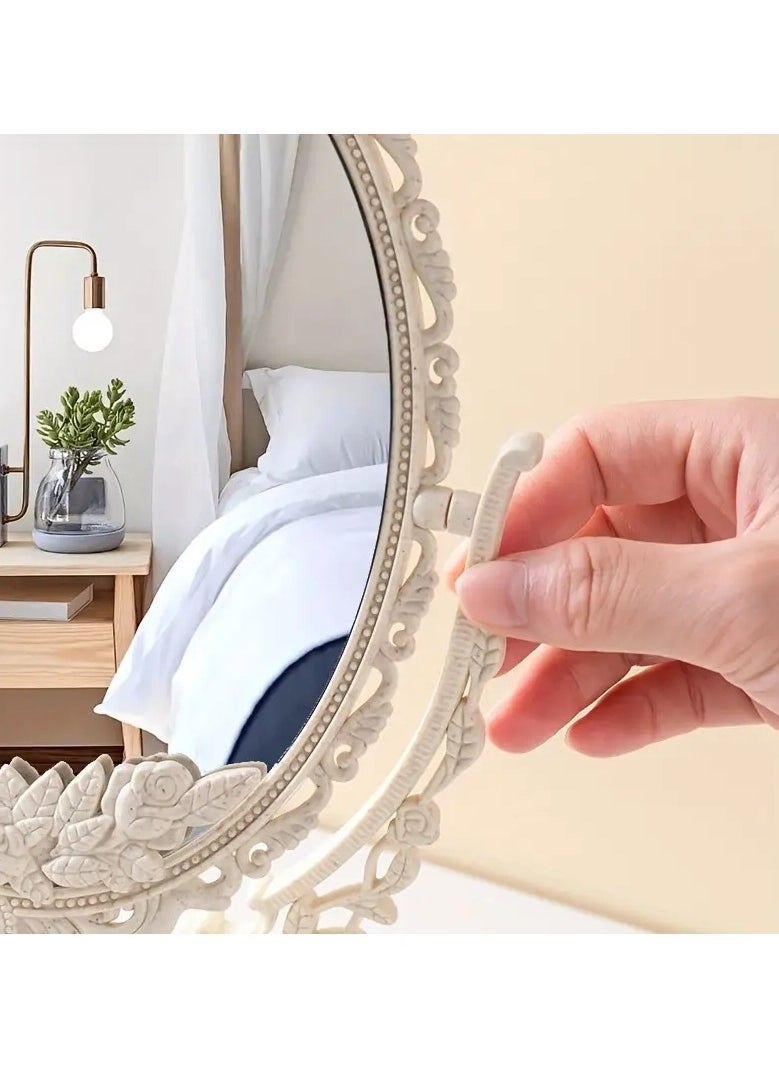 ORiTi Elegant Vintage Floral Makeup Mirror - Double-Sided 360 Degree Rotating Vanity Mirror for Beauty and Makeup  - Image 2