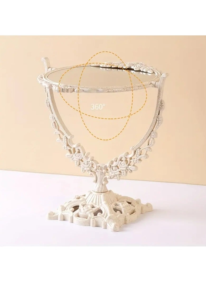ORiTi Elegant Vintage Floral Makeup Mirror - Double-Sided 360 Degree Rotating Vanity Mirror for Beauty and Makeup  - Image 3