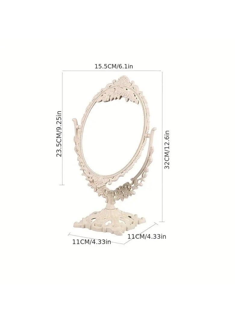 ORiTi Elegant Vintage Floral Makeup Mirror - Double-Sided 360 Degree Rotating Vanity Mirror for Beauty and Makeup  - Image 4