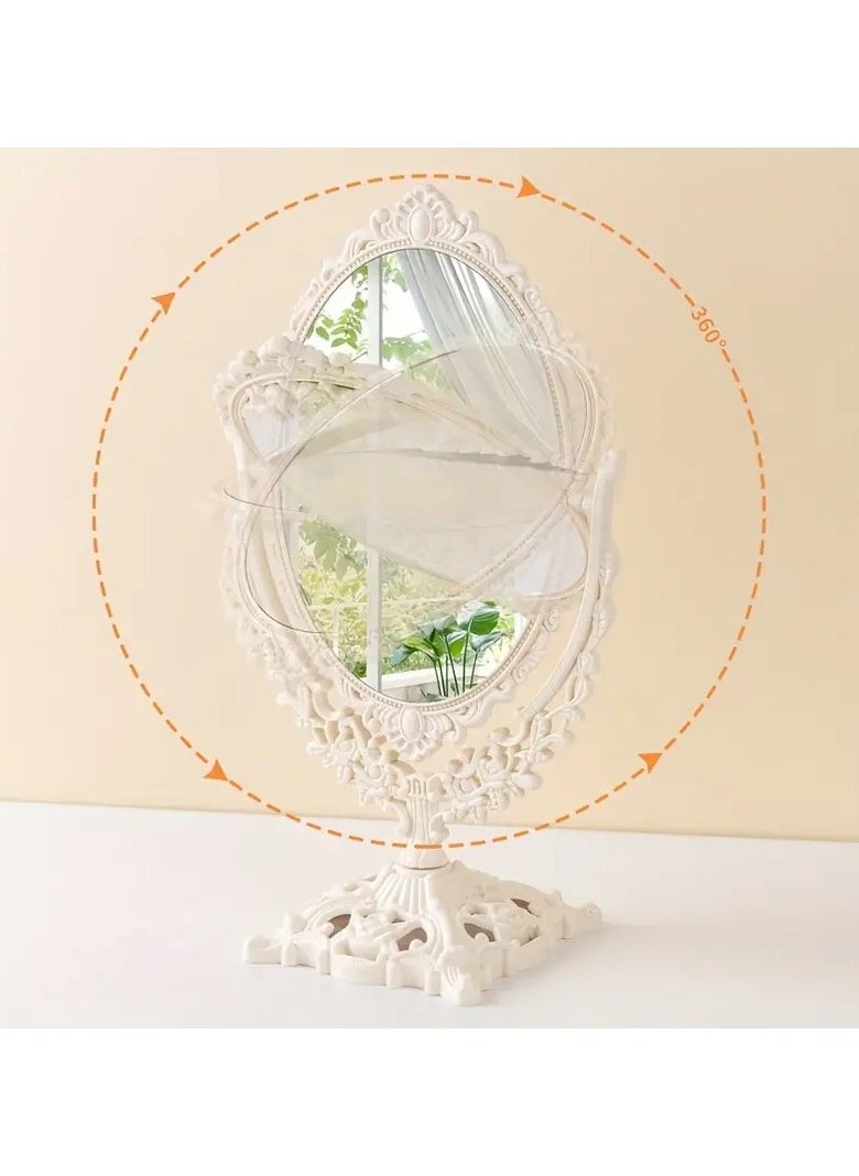 ORiTi Elegant Vintage Floral Makeup Mirror - Double-Sided 360 Degree Rotating Vanity Mirror for Beauty and Makeup  - Image 5