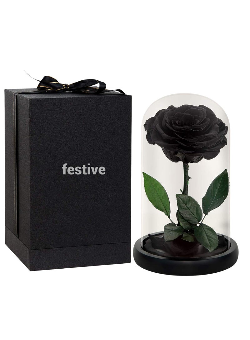 Generic Handmade Preserved Rose Forever Never Withered Flowers ,Gift for Wedding ,Birthday, Mother's Day Gift, Best Gift for Her Rose (Single Rose, BLACK)