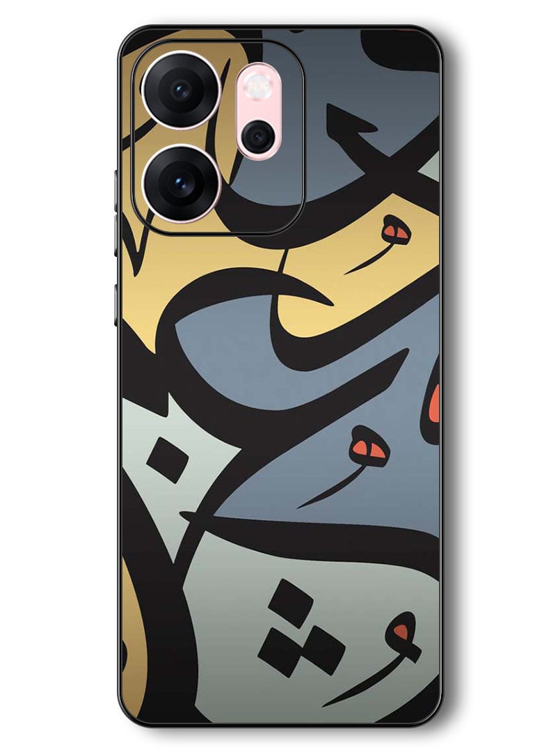 Theodor Case Compatible with Oppo Reno 14 F 6.57 Inch Protection Shockproof Bumper Cover Arabic Design - Image 1