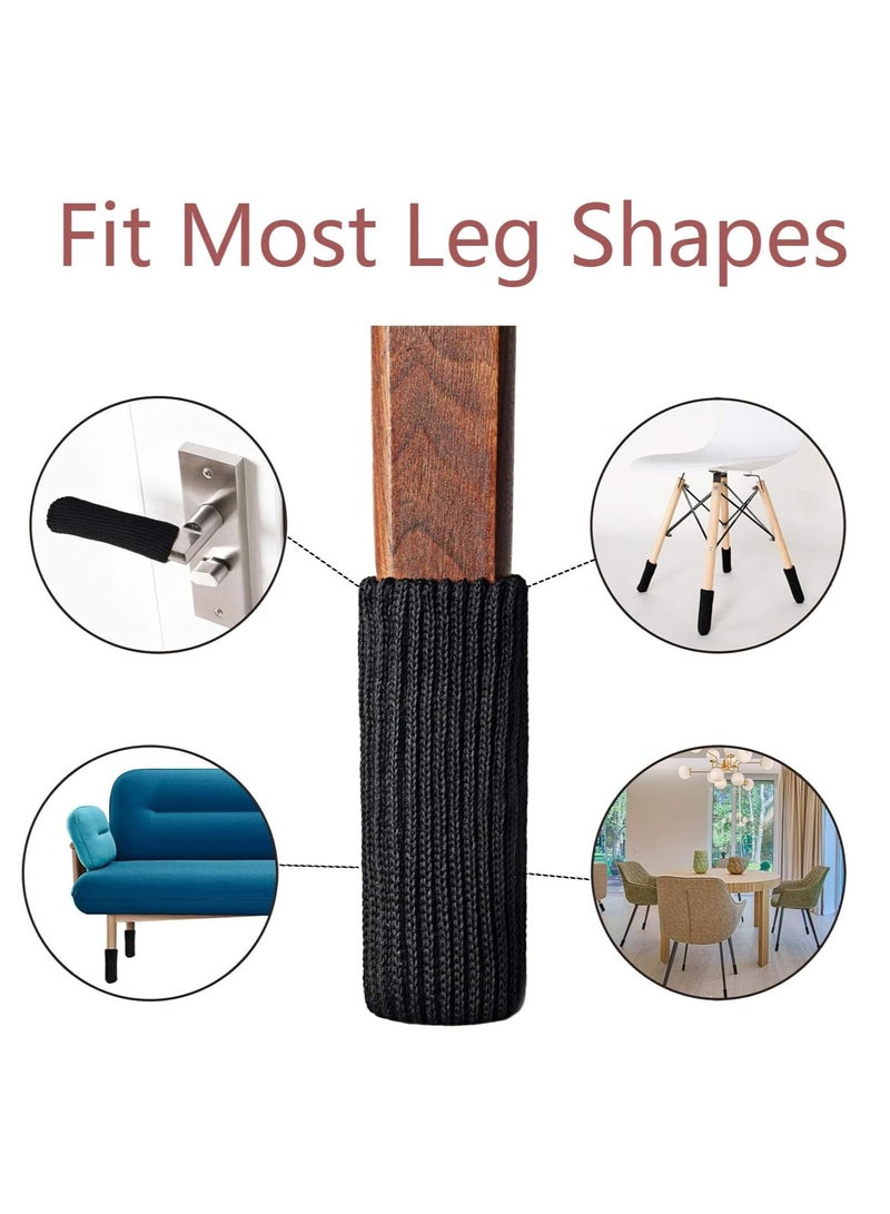 أوزيغالور 16 عبوة جوارب أرجل كراسي محبوكة عالية المرونة سوداء اللون عالية المرونة، واقيات أرضية للحركة وتقليل الضوضاء. - Image 2