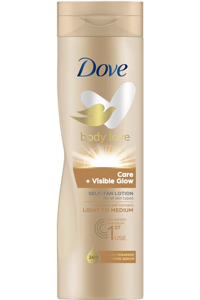 لوشن للجسم بودي لوف فيزيبل جلو تدريجي للسمرة الذاتية، خفيف إلى متوسط، 400 مل