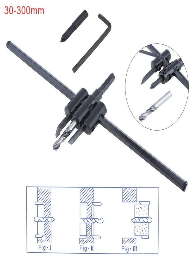 uptodateproducts مجموعة أدوات قطع ثقوب دائرية للخشب من نوع الطائرات، مصنوعة من سبائك فولاذية قابلة للتعديل، بقطر 30-300 مم، مزودة بريشة مثقاب لاسلكية بقطر 8 مم. - Image 2