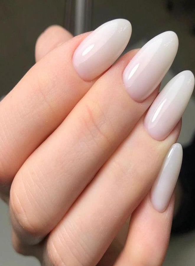 Modelones Milky White Press on Nails Almond, Fall Halloween Short Almond Fake Nails, Reusable Nail Kit with Nail Glue Adhesive Tabs Mini Nail File, Nails Press Ons 32Pcs 16 Sizes, Women Girl Gift - Image 2