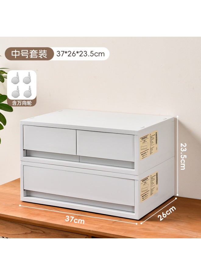Quner Style Desktop Storage Box Cosmetic File Storage Household Sundries Storage Container Multi-layer Compartment Dustproof Drawer - Image 1