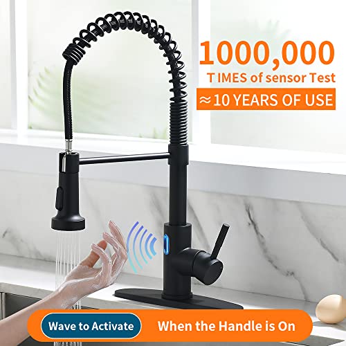 OWOFAN Touchless Kitchen Faucet with Pull Down Sprayer LED Light Single Handle Kitchen Sink Faucet Motion Sensor Smart Hands-Free Black - Image 5