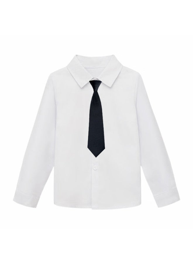 Luobobeibei Children's White Long Sleeve Shirt Boys Suit Shirt Bow Tie Host Piano Performance Outfit L1y1 140 - Image 2