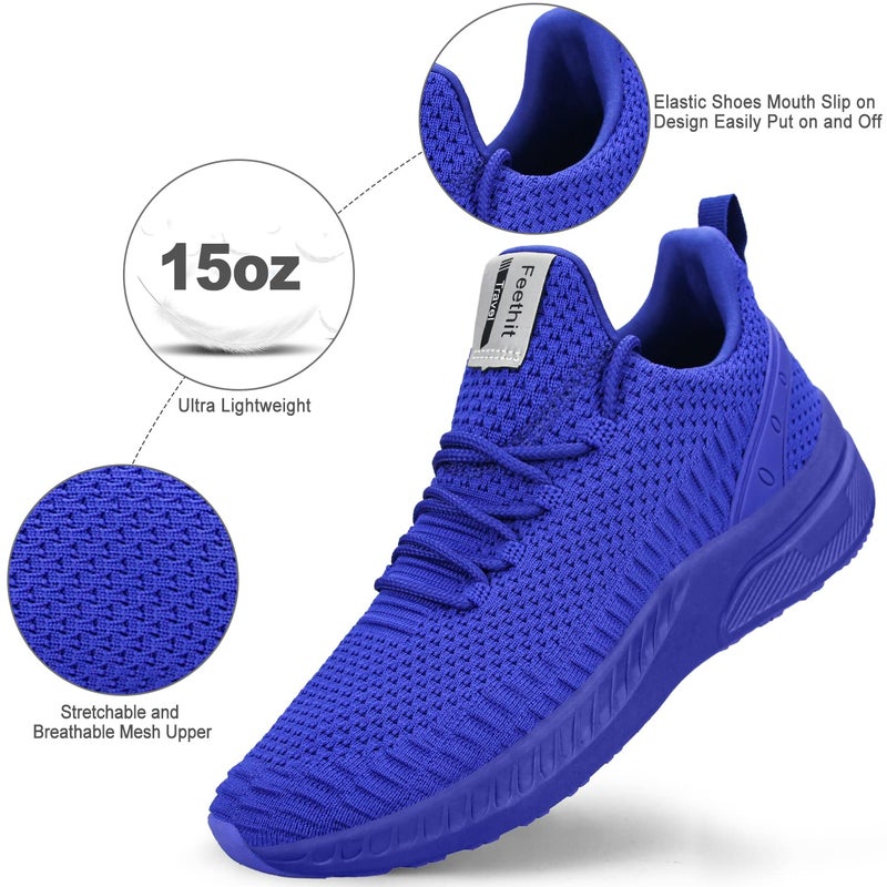 Feethit Mens Slip On Walking Shoes Blade Tennis Shoes Non Slip Running Shoes Lightweight Workout Shoes Breathable Mesh Fashion Sneakers Royal Blue Size 10.5 - Image 3