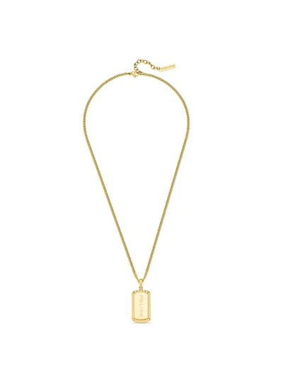 بوليس Taper GoldPlated Necklace  Sleek Chain with StudEmbedded Tag and Signature