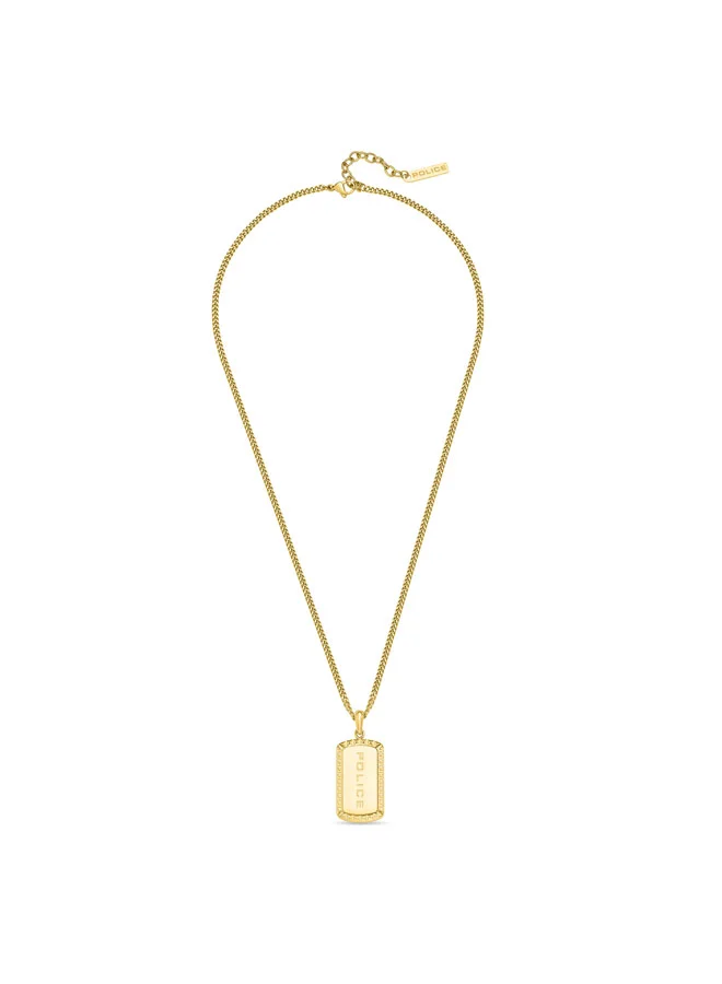بوليس Taper GoldPlated Necklace  Sleek Chain with StudEmbedded Tag and Signature