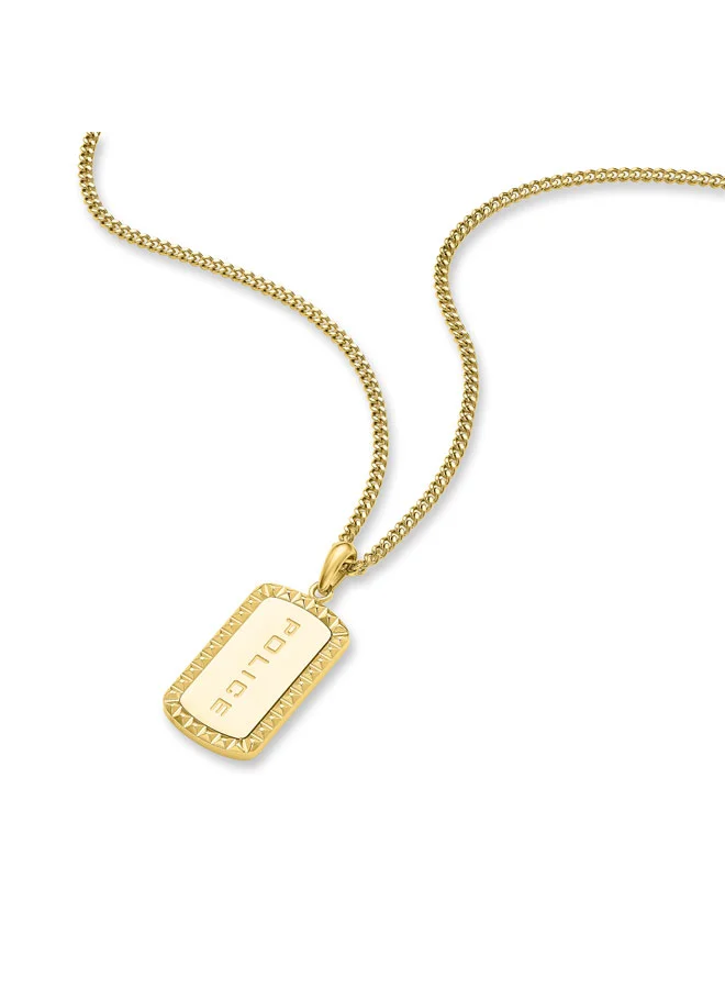بوليس Taper GoldPlated Necklace  Sleek Chain with StudEmbedded Tag and Signature