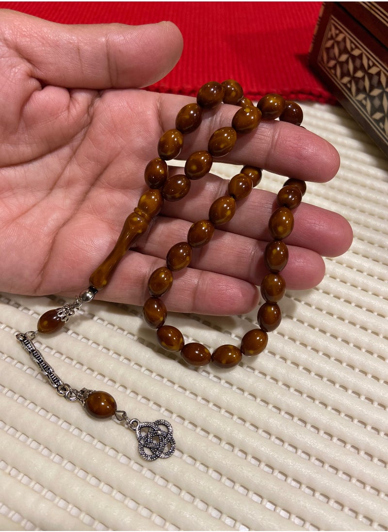 just naturals - Faturan Bakelite Prayer Beads For Men 33 Beads Size 8mm x 10.5mm - Image 1