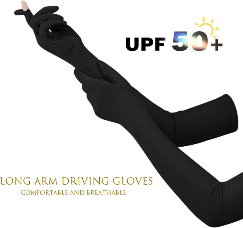 XuoAz Summer UV Sun Protection Long Driving Gloves with Sunblock, Non Slip Full Finger Outdoor Arm Gloves for Women Cycling - Image 5