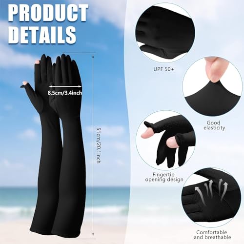 XuoAz Summer UV Sun Protection Long Driving Gloves with Sunblock, Non Slip Full Finger Outdoor Arm Gloves for Women Cycling - Image 2