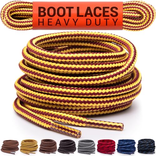 Miscly Round Boot Laces [1 Pair] Heavy Duty and Durable Shoelaces for Boots, Work Boots & Hiking Shoes (Gold/Tan, 45 inches (114 cm)) - Image 1